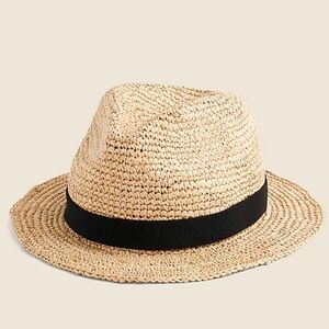 J. Crew Packable straw hat black grosgrain ribbon brim beach